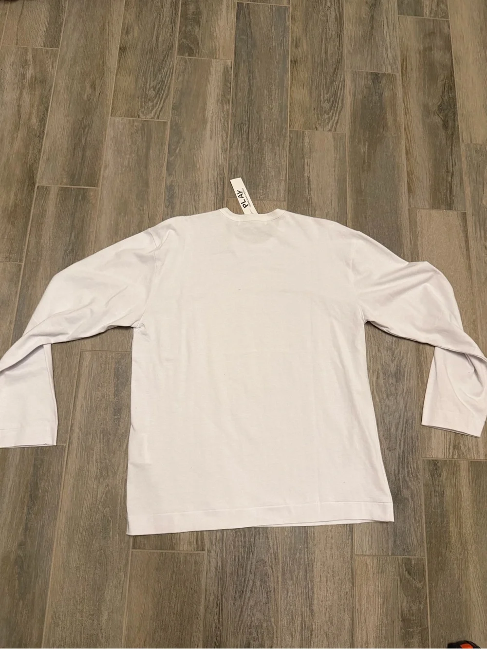 Comme des Garcons PLAY White Long-Sleeve Tee with Red Heart Logo